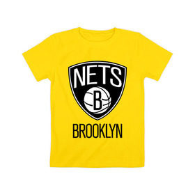 Детская футболка хлопок с принтом Nets Brooklyn в Петрозаводске, 100% хлопок | круглый вырез горловины, полуприлегающий силуэт, длина до линии бедер | бруклин