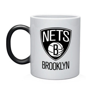 Кружка хамелеон с принтом Nets Brooklyn в Петрозаводске, керамика | меняет цвет при нагревании, емкость 330 мл | Тематика изображения на принте: бруклин