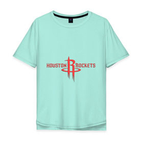 Мужская футболка хлопок Oversize с принтом Houston R в Петрозаводске, 100% хлопок | свободный крой, круглый ворот, “спинка” длиннее передней части | basketball | nba | баскетболл | лого баскетбольных клубов | нба | хьюстон рокетс