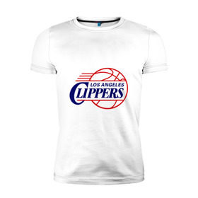 Мужская футболка премиум с принтом LA Clippers в Петрозаводске, 92% хлопок, 8% лайкра | приталенный силуэт, круглый вырез ворота, длина до линии бедра, короткий рукав | basketball | nba | баскетболл | лого баскетбольных клубов | лос анджелес | нба