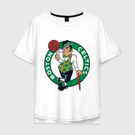 Мужская футболка хлопок Oversize с принтом Boston в Петрозаводске, 100% хлопок | свободный крой, круглый ворот, “спинка” длиннее передней части | basketball | nba | баскетболл | бостон | лого баскетбольных клубов | нба