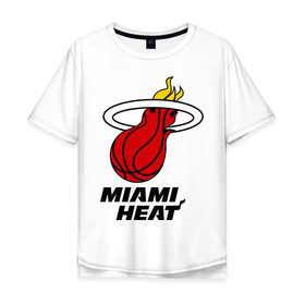 Мужская футболка хлопок Oversize с принтом Miami Heat-logo в Петрозаводске, 100% хлопок | свободный крой, круглый ворот, “спинка” длиннее передней части | basketball | nba | баскетболл | лого баскетбольных клубов | майами | нба