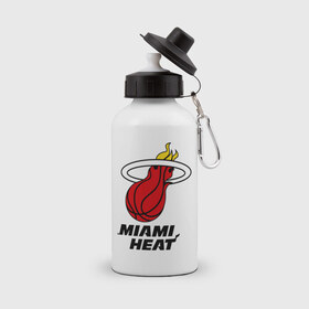 Бутылка спортивная с принтом Miami Heat-logo в Петрозаводске, металл | емкость — 500 мл, в комплекте две пластиковые крышки и карабин для крепления | basketball | nba | баскетболл | лого баскетбольных клубов | майами | нба
