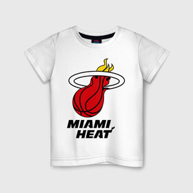 Детская футболка хлопок с принтом Miami Heat-logo в Петрозаводске, 100% хлопок | круглый вырез горловины, полуприлегающий силуэт, длина до линии бедер | basketball | nba | баскетболл | лого баскетбольных клубов | майами | нба