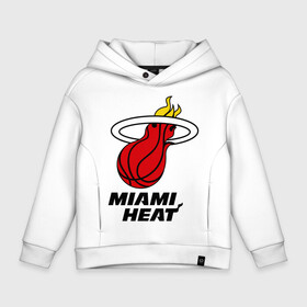 Детское худи Oversize хлопок с принтом Miami Heat-logo в Петрозаводске, френч-терри — 70% хлопок, 30% полиэстер. Мягкий теплый начес внутри —100% хлопок | боковые карманы, эластичные манжеты и нижняя кромка, капюшон на магнитной кнопке | basketball | nba | баскетболл | лого баскетбольных клубов | майами | нба