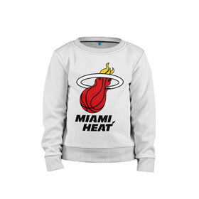 Детский свитшот хлопок с принтом Miami Heat-logo в Петрозаводске, 100% хлопок | круглый вырез горловины, эластичные манжеты, пояс и воротник | basketball | nba | баскетболл | лого баскетбольных клубов | майами | нба