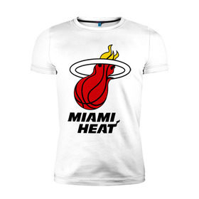 Мужская футболка премиум с принтом Miami Heat-logo в Петрозаводске, 92% хлопок, 8% лайкра | приталенный силуэт, круглый вырез ворота, длина до линии бедра, короткий рукав | basketball | nba | баскетболл | лого баскетбольных клубов | майами | нба