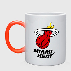Кружка хамелеон с принтом Miami Heat-logo в Петрозаводске, керамика | меняет цвет при нагревании, емкость 330 мл | basketball | nba | баскетболл | лого баскетбольных клубов | майами | нба
