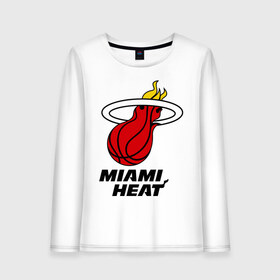 Женский лонгслив хлопок с принтом Miami Heat-logo в Петрозаводске, 100% хлопок |  | basketball | nba | баскетболл | лого баскетбольных клубов | майами | нба