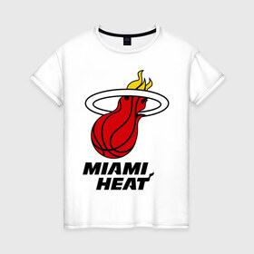 Женская футболка хлопок с принтом Miami Heat-logo в Петрозаводске, 100% хлопок | прямой крой, круглый вырез горловины, длина до линии бедер, слегка спущенное плечо | basketball | nba | баскетболл | лого баскетбольных клубов | майами | нба