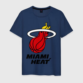 Мужская футболка хлопок с принтом Miami Heat-logo в Петрозаводске, 100% хлопок | прямой крой, круглый вырез горловины, длина до линии бедер, слегка спущенное плечо. | basketball | nba | баскетболл | лого баскетбольных клубов | майами | нба