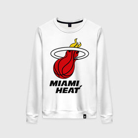 Женский свитшот хлопок с принтом Miami Heat-logo в Петрозаводске, 100% хлопок | прямой крой, круглый вырез, на манжетах и по низу широкая трикотажная резинка  | basketball | nba | баскетболл | лого баскетбольных клубов | майами | нба