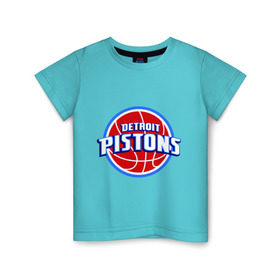 Детская футболка хлопок с принтом Detroit Pistons - logo в Петрозаводске, 100% хлопок | круглый вырез горловины, полуприлегающий силуэт, длина до линии бедер | basketball | nba | баскетболл | детроит | лого баскетбольных клубов | нба