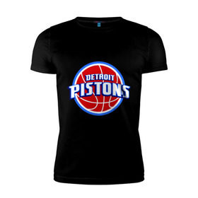 Мужская футболка премиум с принтом Detroit Pistons - logo в Петрозаводске, 92% хлопок, 8% лайкра | приталенный силуэт, круглый вырез ворота, длина до линии бедра, короткий рукав | basketball | nba | баскетболл | детроит | лого баскетбольных клубов | нба