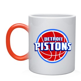Кружка хамелеон с принтом Detroit Pistons - logo в Петрозаводске, керамика | меняет цвет при нагревании, емкость 330 мл | Тематика изображения на принте: basketball | nba | баскетболл | детроит | лого баскетбольных клубов | нба