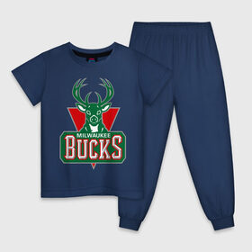 Детская пижама хлопок с принтом Milwaukee Bucks - logo в Петрозаводске, 100% хлопок |  брюки и футболка прямого кроя, без карманов, на брюках мягкая резинка на поясе и по низу штанин
 | basketball | nba | баскетболл | лого баскетбольных клубов | нба