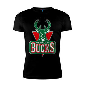 Мужская футболка премиум с принтом Milwaukee Bucks - logo в Петрозаводске, 92% хлопок, 8% лайкра | приталенный силуэт, круглый вырез ворота, длина до линии бедра, короткий рукав | basketball | nba | баскетболл | лого баскетбольных клубов | нба