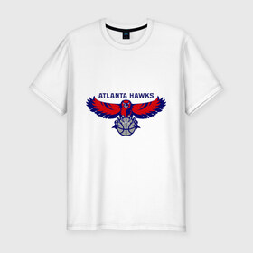 Мужская футболка премиум с принтом Atlanta Hawks - logo в Петрозаводске, 92% хлопок, 8% лайкра | приталенный силуэт, круглый вырез ворота, длина до линии бедра, короткий рукав | 
