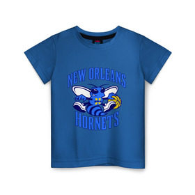 Детская футболка хлопок с принтом New Orleans Hornets в Петрозаводске, 100% хлопок | круглый вырез горловины, полуприлегающий силуэт, длина до линии бедер | basketball | nba | баскетболл | лого баскетбольных клубов | нба | новый орлеан
