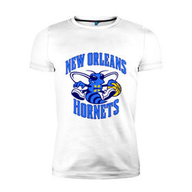 Мужская футболка премиум с принтом New Orleans Hornets в Петрозаводске, 92% хлопок, 8% лайкра | приталенный силуэт, круглый вырез ворота, длина до линии бедра, короткий рукав | basketball | nba | баскетболл | лого баскетбольных клубов | нба | новый орлеан