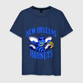 Мужская футболка хлопок с принтом New Orleans Hornets в Петрозаводске, 100% хлопок | прямой крой, круглый вырез горловины, длина до линии бедер, слегка спущенное плечо. | basketball | nba | баскетболл | лого баскетбольных клубов | нба | новый орлеан