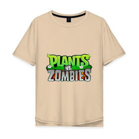 Мужская футболка хлопок Oversize с принтом Plants vs zombies в Петрозаводске, 100% хлопок | свободный крой, круглый ворот, “спинка” длиннее передней части | plants | zombies | игры