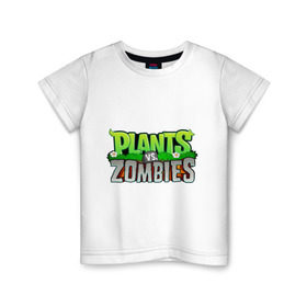 Детская футболка хлопок с принтом Plants vs zombies в Петрозаводске, 100% хлопок | круглый вырез горловины, полуприлегающий силуэт, длина до линии бедер | Тематика изображения на принте: plants | zombies | игры