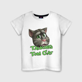Детская футболка хлопок с принтом Talking Tom Cat в Петрозаводске, 100% хлопок | круглый вырез горловины, полуприлегающий силуэт, длина до линии бедер | говорящий кот том | игровые приложения | игры