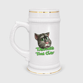Кружка пивная с принтом Talking Tom Cat в Петрозаводске,  керамика (Материал выдерживает высокую температуру, стоит избегать резкого перепада температур) |  объем 630 мл | говорящий кот том | игровые приложения | игры