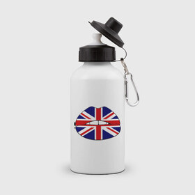 Бутылка спортивная с принтом Britain lips в Петрозаводске, металл | емкость — 500 мл, в комплекте две пластиковые крышки и карабин для крепления | england | great britain | lips | англия | британия | британский флаг | великобритания | губы | поцелуй