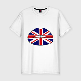 Мужская футболка премиум с принтом Britain lips в Петрозаводске, 92% хлопок, 8% лайкра | приталенный силуэт, круглый вырез ворота, длина до линии бедра, короткий рукав | england | great britain | lips | англия | британия | британский флаг | великобритания | губы | поцелуй