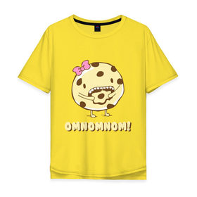 Мужская футболка хлопок Oversize с принтом Omnomnom! в Петрозаводске, 100% хлопок | свободный крой, круглый ворот, “спинка” длиннее передней части | Тематика изображения на принте: omnomnom | девушкам | для девушек | животные | мило | парные | пирожное