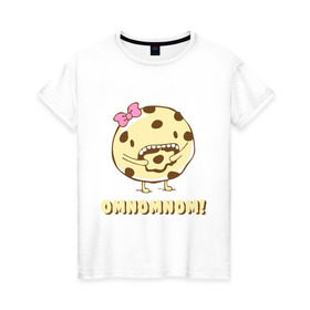 Женская футболка хлопок с принтом Omnomnom! в Петрозаводске, 100% хлопок | прямой крой, круглый вырез горловины, длина до линии бедер, слегка спущенное плечо | omnomnom | девушкам | для девушек | животные | мило | парные | пирожное