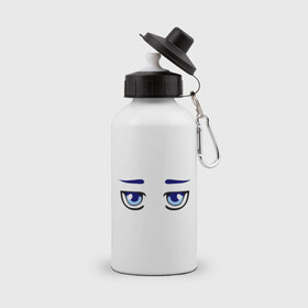 Бутылка спортивная с принтом Синие аниме глаза в Петрозаводске, металл | емкость — 500 мл, в комплекте две пластиковые крышки и карабин для крепления | anime | аниме | взгляд | глаза | лицо | синие глаза