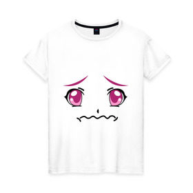 Женская футболка хлопок с принтом Розовые аниме глаза в Петрозаводске, 100% хлопок | прямой крой, круглый вырез горловины, длина до линии бедер, слегка спущенное плечо | anime | аниме | взгляд | глаза | лицо | розовые глаза