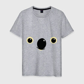 Мужская футболка хлопок с принтом Мордочка коалы в Петрозаводске, 100% хлопок | прямой крой, круглый вырез горловины, длина до линии бедер, слегка спущенное плечо. | животные | коала