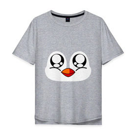 Мужская футболка хлопок Oversize с принтом Морда пингвина в Петрозаводске, 100% хлопок | свободный крой, круглый ворот, “спинка” длиннее передней части | пингвин