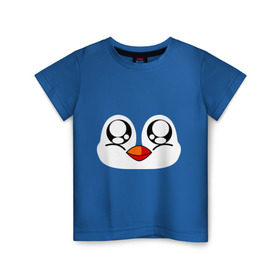 Детская футболка хлопок с принтом Морда пингвина в Петрозаводске, 100% хлопок | круглый вырез горловины, полуприлегающий силуэт, длина до линии бедер | пингвин