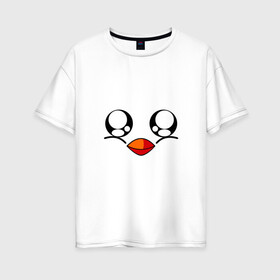 Женская футболка хлопок Oversize с принтом Морда пингвина в Петрозаводске, 100% хлопок | свободный крой, круглый ворот, спущенный рукав, длина до линии бедер
 | пингвин