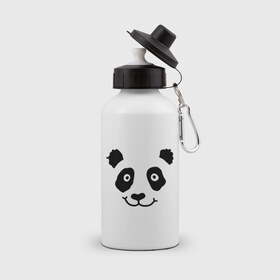Бутылка спортивная с принтом Морда панды в Петрозаводске, металл | емкость — 500 мл, в комплекте две пластиковые крышки и карабин для крепления | панда