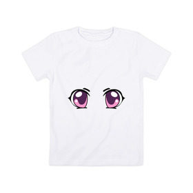 Детская футболка хлопок с принтом Фиолетовые аниме глаза в Петрозаводске, 100% хлопок | круглый вырез горловины, полуприлегающий силуэт, длина до линии бедер | anime | взгляд | лицо