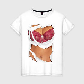 Женская футболка хлопок с принтом Идеальный бюст в Петрозаводске, 100% хлопок | прямой крой, круглый вырез горловины, длина до линии бедер, слегка спущенное плечо | грудь | женское тело | подарок бабушке | подарок жене | тело