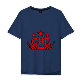 Мужская футболка хлопок Oversize с принтом GNR red в Петрозаводске, 100% хлопок | свободный крой, круглый ворот, “спинка” длиннее передней части | guns and roses | guns n roses | rock | ганс н роуз | музыка | рок
