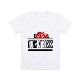Детская футболка хлопок с принтом Guns n roses red в Петрозаводске, 100% хлопок | круглый вырез горловины, полуприлегающий силуэт, длина до линии бедер | guns and roses | rock | ганс н роуз | музыка | рок