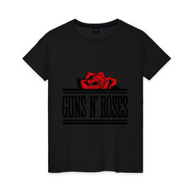 Женская футболка хлопок с принтом Guns n roses red в Петрозаводске, 100% хлопок | прямой крой, круглый вырез горловины, длина до линии бедер, слегка спущенное плечо | guns and roses | rock | ганс н роуз | музыка | рок