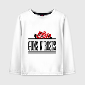 Детский лонгслив хлопок с принтом Guns n roses red в Петрозаводске, 100% хлопок | круглый вырез горловины, полуприлегающий силуэт, длина до линии бедер | guns and roses | rock | ганс н роуз | музыка | рок