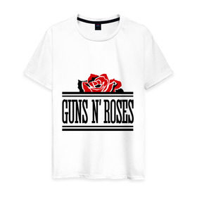 Мужская футболка хлопок с принтом Guns n roses red в Петрозаводске, 100% хлопок | прямой крой, круглый вырез горловины, длина до линии бедер, слегка спущенное плечо. | guns and roses | rock | ганс н роуз | музыка | рок