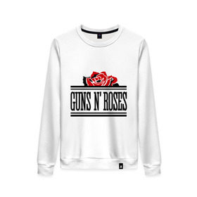 Женский свитшот хлопок с принтом Guns n roses red в Петрозаводске, 100% хлопок | прямой крой, круглый вырез, на манжетах и по низу широкая трикотажная резинка  | guns and roses | rock | ганс н роуз | музыка | рок