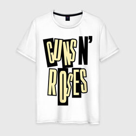 Мужская футболка хлопок с принтом Guns n roses cream в Петрозаводске, 100% хлопок | прямой крой, круглый вырез горловины, длина до линии бедер, слегка спущенное плечо. | guns and roses | rock | ганс н роуз | музыка | рок