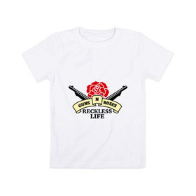 Детская футболка хлопок с принтом GNR reckless life в Петрозаводске, 100% хлопок | круглый вырез горловины, полуприлегающий силуэт, длина до линии бедер | guns and roses | guns n roses | rock | ганс н роуз | музыка | рок